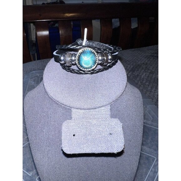 TAURUS Constellation Braided Rope Bracelet Punk Alloy Leather Bracelet - Picture 6 of 6